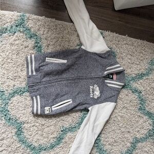 Roots Kids Gray and White Striped Sweater